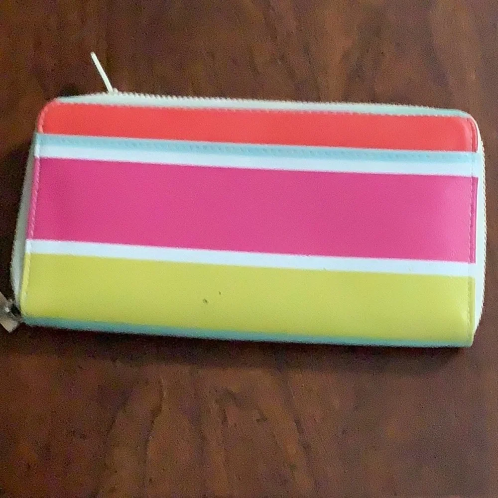 kate spade Pink Multicolor Striped Zip Wallet